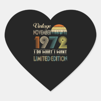 Vintage November 1972 wat ik wil Beperkte Uitgave Hart Sticker