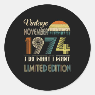 Vintage November 1974 wat ik wil Beperkte Uitgave Ronde Sticker