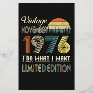 Vintage November 1976 wat ik wil Beperkte Uitgave Briefpapier