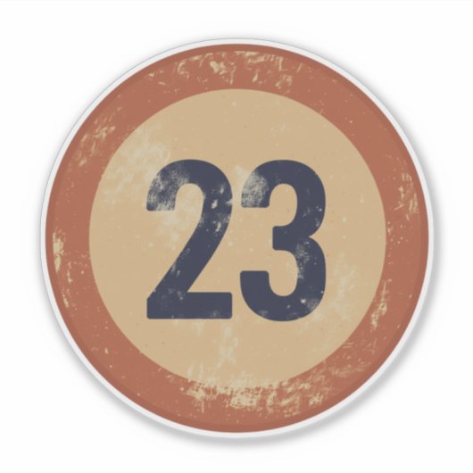 Vintage Nummer 23 Met Afgewerkte Afdruk Sticker (Voorkant)