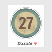 Vintage Nummer 27 Met Afgeplatte Afwerking Sticker (Vel)