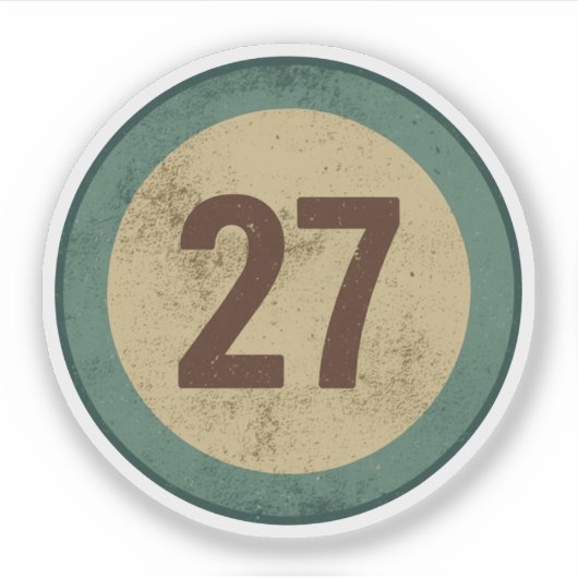 Vintage Nummer 27 Met Afgeplatte Afwerking Sticker (Voorkant)