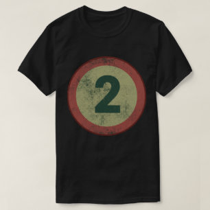 Vintage Nummer 2 met Afgewerkte Afdruk T-shirt