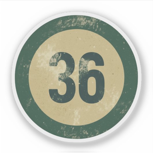 Vintage Nummer 36 Met Afgeplatte Afwerking Sticker (Voorkant)