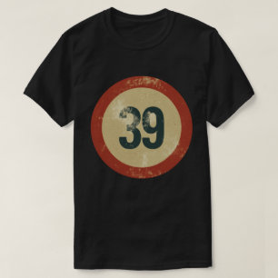 Vintage Nummer 39 met Afgewerkte Uiterlijk T-shirt