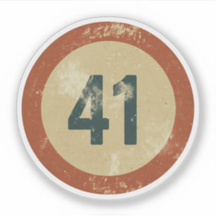 Vintage Nummer 41 met Afgewerkte Afwerking Sticker