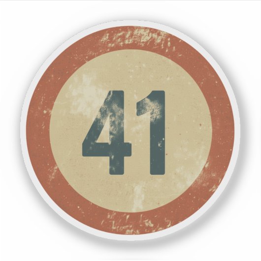 Vintage Nummer 41 met Afgewerkte Afwerking Sticker (Voorkant)