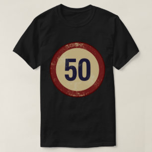 Vintage Nummer 50 Met Afgewerkte Afdruk T-shirt
