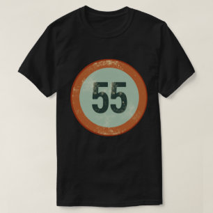 Vintage Nummer 55 Met Afgewerkte Afdruk T-shirt