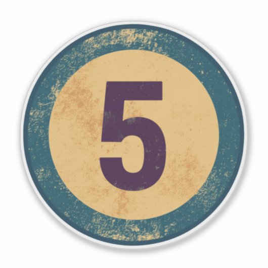 Vintage Nummer 5 Met Afgewerkte Afwerking Sticker (Voorkant)