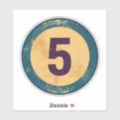Vintage Nummer 5 Met Afgewerkte Afwerking Sticker (Vel)