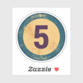 Vintage Nummer 5 Met Afgewerkte Afwerking Sticker (Vel)