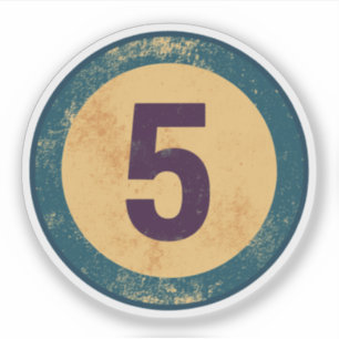 Vintage Nummer 5 Met Afgewerkte Afwerking Sticker