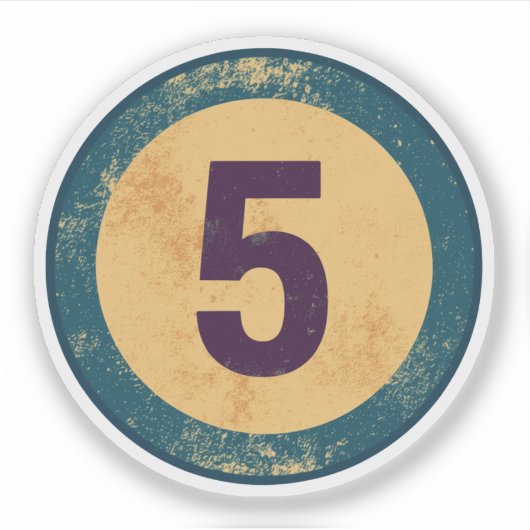 Vintage Nummer 5 Met Afgewerkte Afwerking Sticker (Voorkant)