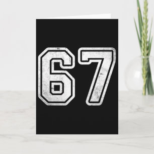 Vintage Nummer #67 Witte Sportteam Varsity Nummer Kaart