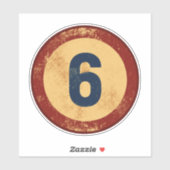 Vintage Nummer 6 met Afgewerkte Look Sticker (Vel)