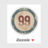 Vintage Nummer 99 Met Afgeplatte Afwerking Sticker (Vel)