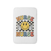 Vintage Nurse Smiley Checkerboard Shirt Design_1 Badmat (Voorkant Verticaal)
