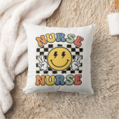 Vintage Nurse Smiley Checkerboard Shirt Design_1 Kussen (Deken)