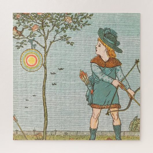 Vintage Nursery Rhyme Illustration Boy Bow Arrow Legpuzzel (Verticaal)