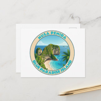 Vintage Nusa Penida Bali Kelingking Beach Travel Feestdagenkaart