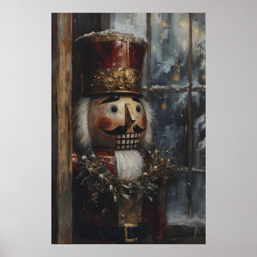 Vintage Nutcracker Art Printable Rustic Christmas Poster (Voorkant)