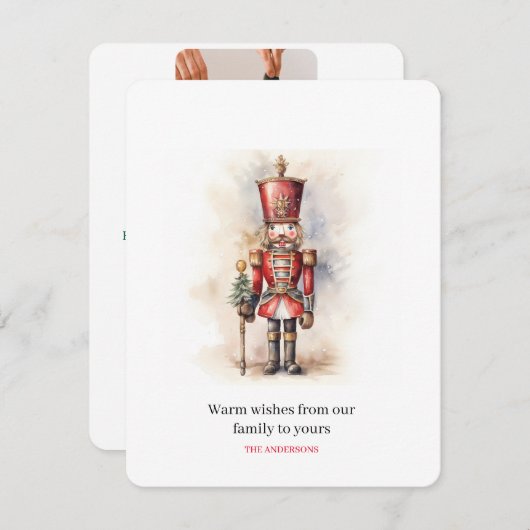 Vintage Nutcracker & Merry Christmas Feestdagenkaart (Voorkant / Achterkant)