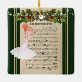 Vintage Nutkraker Sheet Music en Ballerina Keramisch Ornament