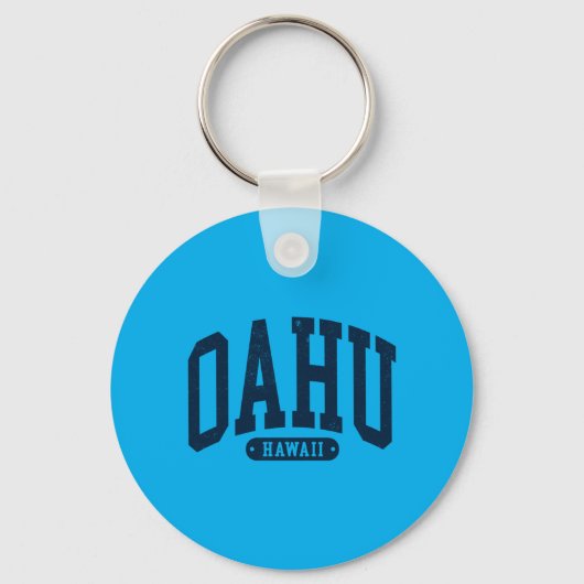 Vintage Oahu Hawaï souvenir gebogen tekst heren Sleutelhanger (Voorkant)