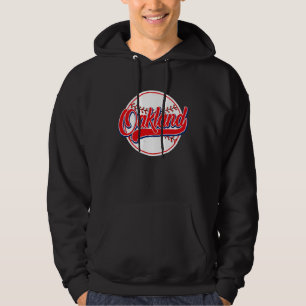 Vintage Oakland stadsgezicht honkbal voor mannen v Hoodie