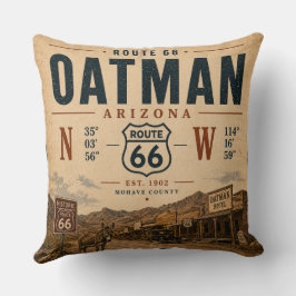 Vintage Oatman Arizona Route 66 Coördinaten Kussen