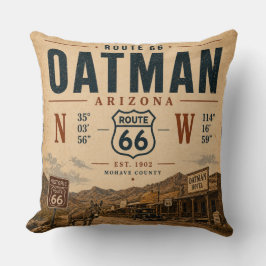 Vintage Oatman Arizona Route 66 Coördinaten Kussen