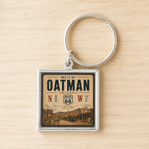 Vintage Oatman Arizona Route 66 Coördinaten Sleutelhanger