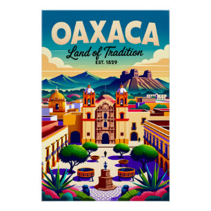 Vintage Oaxaca Mexico Land van Traditie Retro Perfect Poster