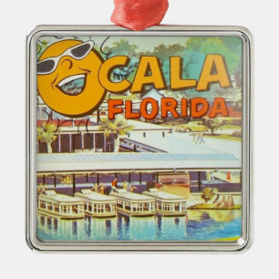 Vintage Ocala, Florida Tourist Boats Sun Metalen Ornament