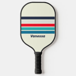 Vintage Oceaan Dwars Gestreepte met Naam Pickleball Paddle