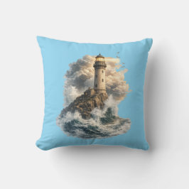 Vintage Oceaan Vuurtoren Blauwe Worp Kussen