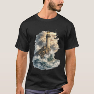 Vintage Oceaan Vuurtoren Grafische T-Shirt