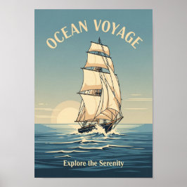 Vintage Oceaan Zeilboot Poster Print