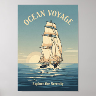 Vintage Oceaan Zeilboot Poster Print
