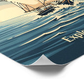 Vintage Oceaan Zeilboot Poster Print (Hoek)