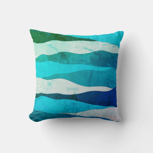 Vintage Ocean Blue Sierkussen (Voorkant)