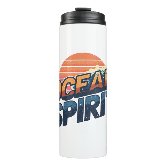 Vintage "Ocean Spirit" Beach Vibe Thermosbeker (Voorkant)