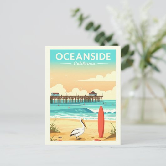 Vintage Oceanside California Briefkaart (Staand voorkant)