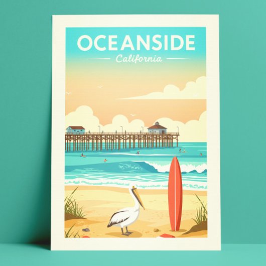 Vintage Oceanside California Briefkaart