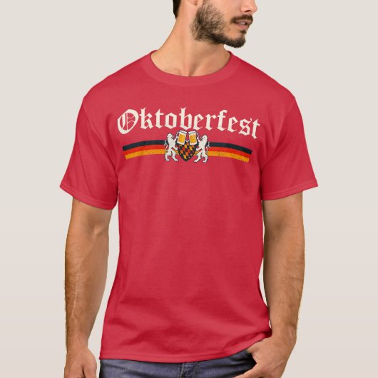 Vintage Octoberfest German Drinking Festival Lion  T-shirt (Voorkant)