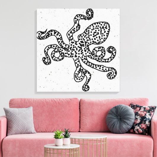 Vintage Octopus Canvas Afdruk (Insitu (Woonkamer))