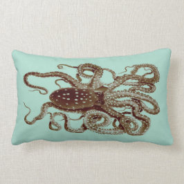 vintage octopus kussen - blauw en bruin