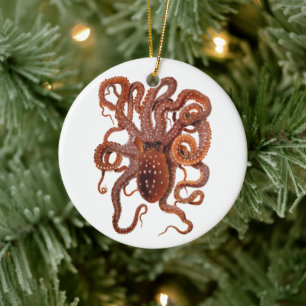Vintage Octopus Macropus, Mariene Waterdieren Keramisch Ornament