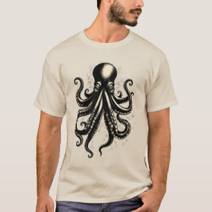 Vintage Octopus Nieuwe Tentakels Inkt Illustratie T-shirt